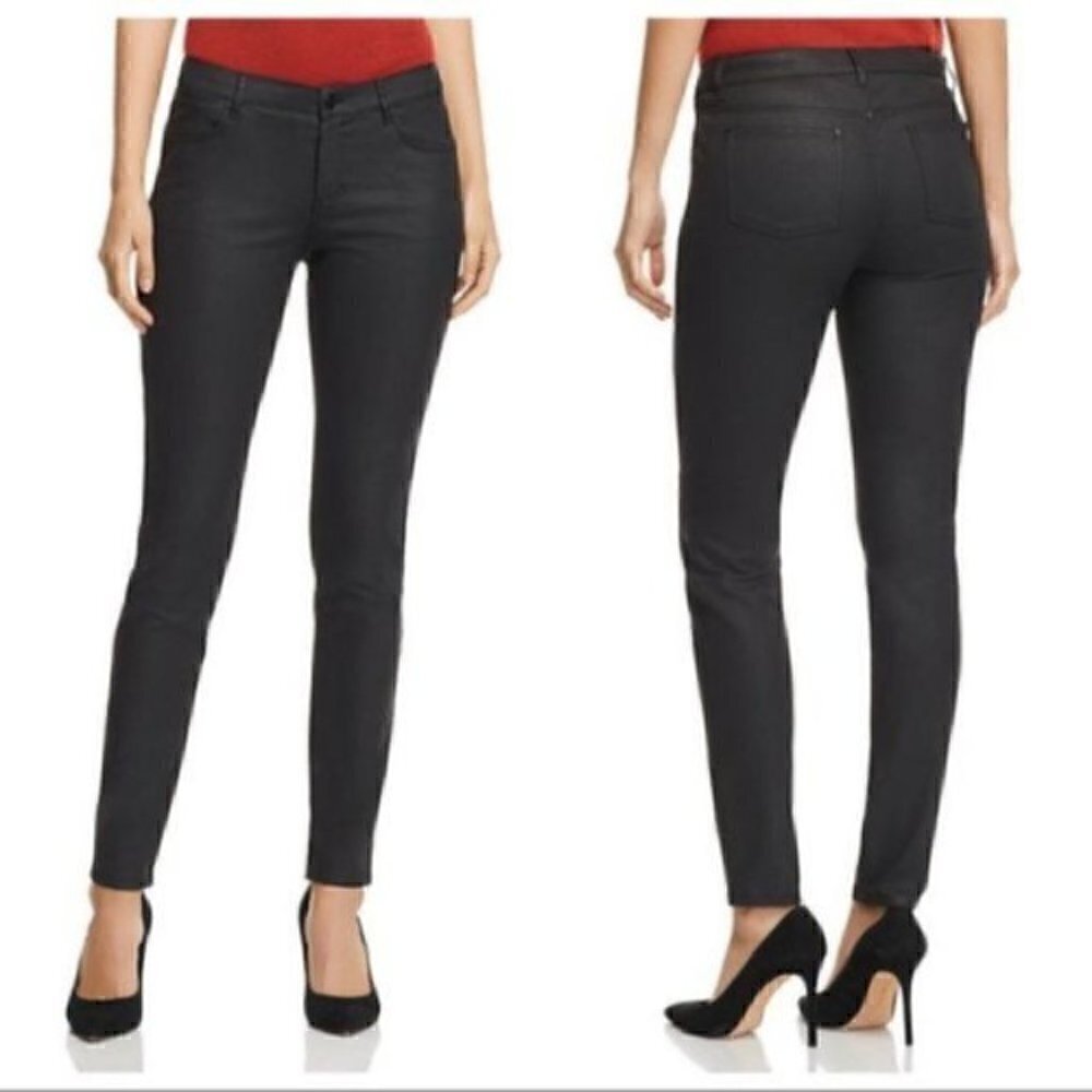 Lafayette 148 High Rise Coated Black Skinny Jeans